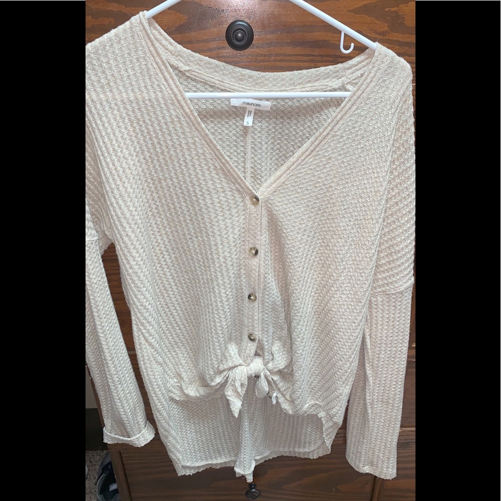 Waffle knit button sweater